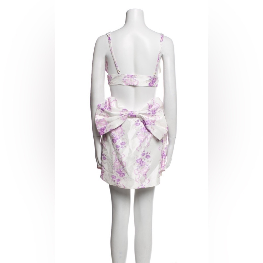 LoveShackFancy Floral Mini Dress SZ 10 White Purple Romantic A-Line Designer - Picture 5 of 12